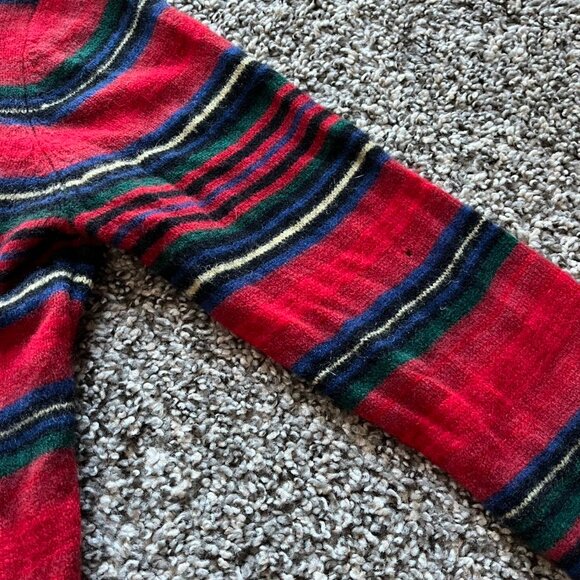 Festive Womens Medium Ralph Lauren Red & Green Striped Lambswool Sweater - Picture 6 of 7